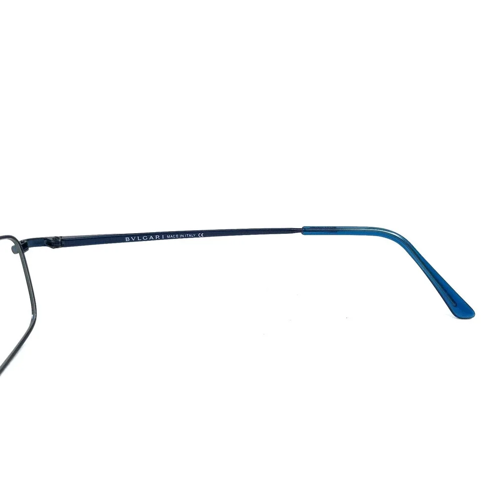 Bvlgari Eyeglasses Frames 157 203 Polished Blue Rectangle Wire Rim 50-18-135